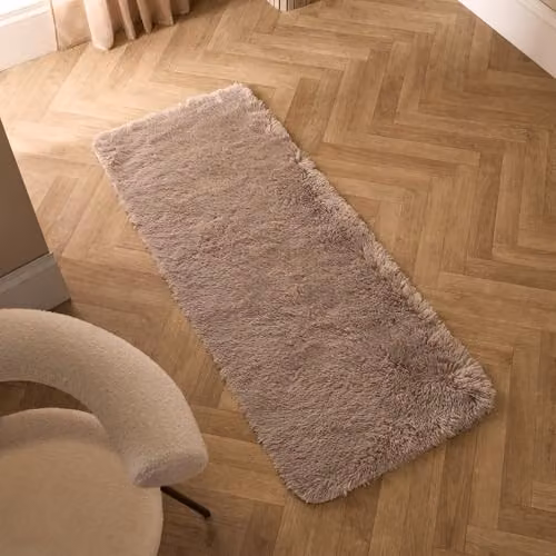 OHS Soft Fluffy Faux Fur Runner Rug in Beige, W/D: 60 x 150 cm – 1
