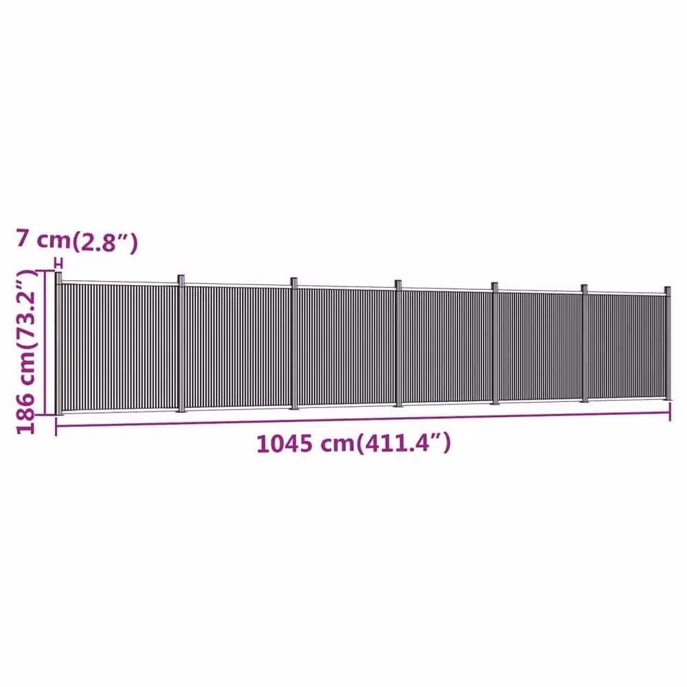 Berkfield Home Brown WPC and Aluminium Opaque Fence Panel, W: 1045 cm, H: 186 cm – 2