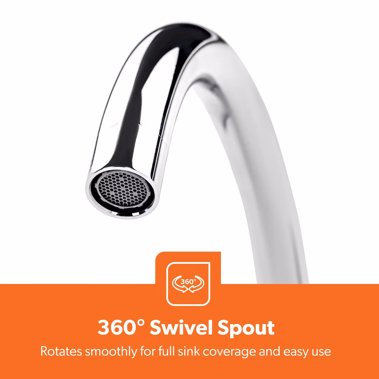 Geepas Stainless Steel Single Lever Mixer Tap with 360° Swivel Spout in Silver and Chrome Finish for Kitchen or Basin – 5
