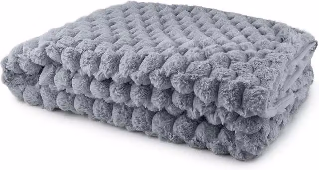 Emma Barclay Grey Faux Fur Throw, Width: 152 cm