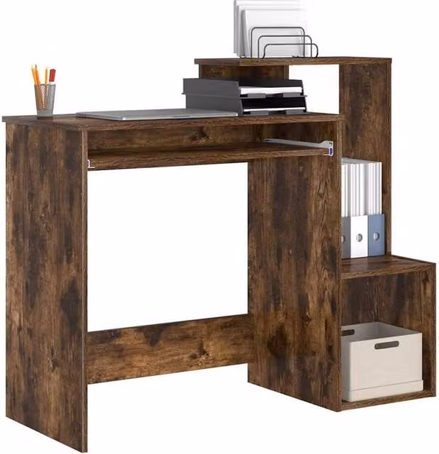 Berkfield Home Smoked Oak Computer Desk in Brown – 1
