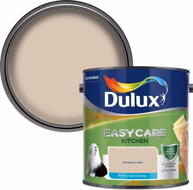 Dulux Easycare Kitchen Matt Paint in Caramel Latte Beige and Brown