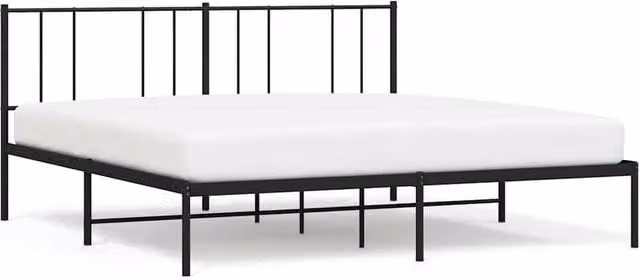 Berkfield Home Metal Bed Frame with Headboard in Black, 200 x 200 cm – 1