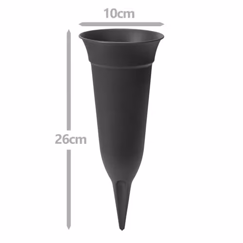 Simpa Set of 2 Spiked Memorial Grave Flower Vases in Anthracite Grey and Black, Height: 26 cm – 2