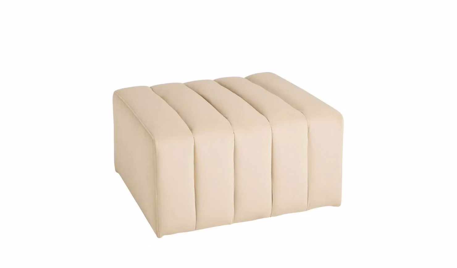 Letti Velvet Footstool in Beige, Compact Rectangular Design