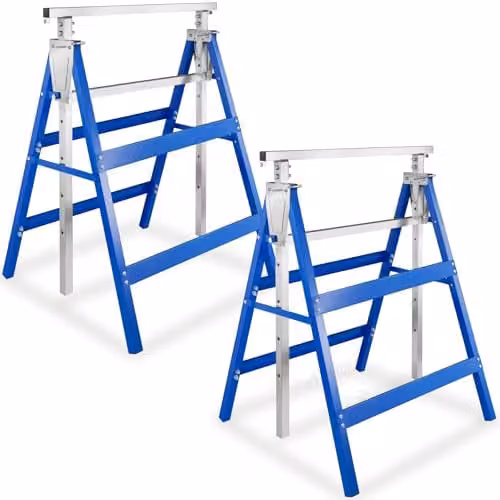 tectake Set of 2 Blue Steel Telescopic Trestles with 7 Height Settings, W/D/H: 68.5 x 56.5 x 79.5 cm – 1