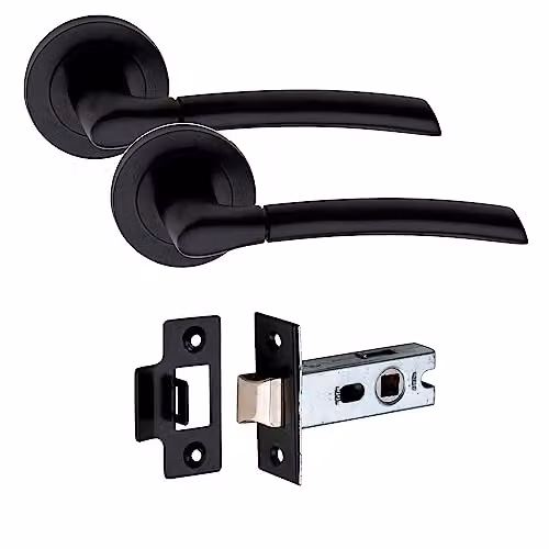 Golden Grace Indiana Door Handles with 2.5 inch Latch in Matt Black Finish