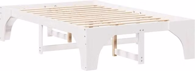 Berkfield Home Floor Bed Frame with Storage in White Solid Pine Wood W/D/H: 120 x 200 x 40 cm