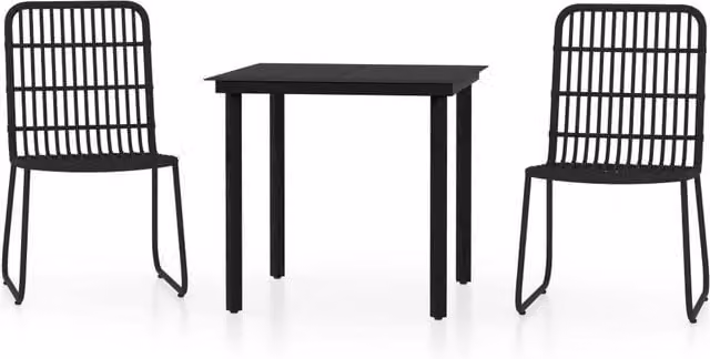 Berkfield Home 3 Piece Modern Garden Dining Set in Matt Black – 1