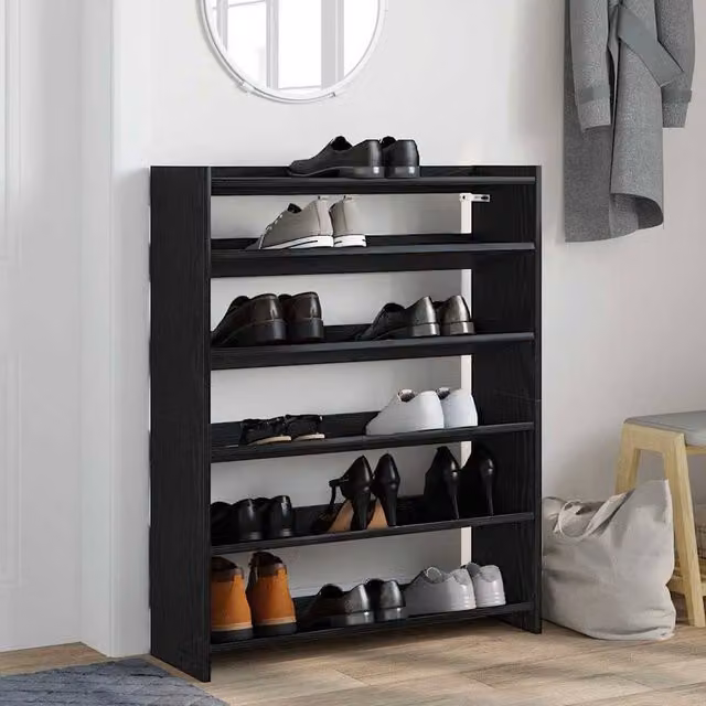 Berkfield Home Black Shoe Rack in Engineered Wood, W/D/H: 80 x 25 x 100 cm – 1