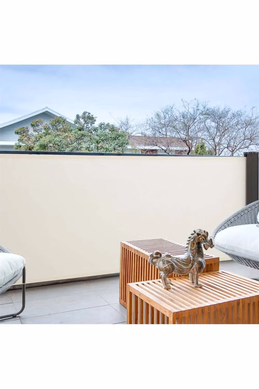 Living and Home Retractable Side Awning in Beige, W: 300 cm, D: 140 cm – 2