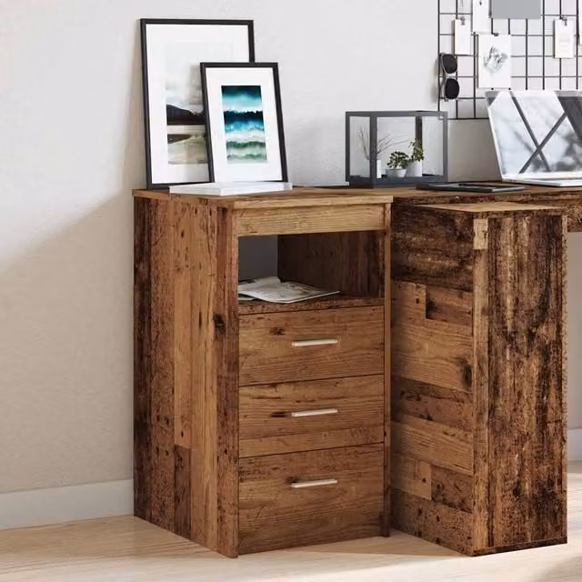 Berkfield Home Drawer Cabinet in Old Wood Brown, W/D/H: 40 x 50 x 76 cm – 1