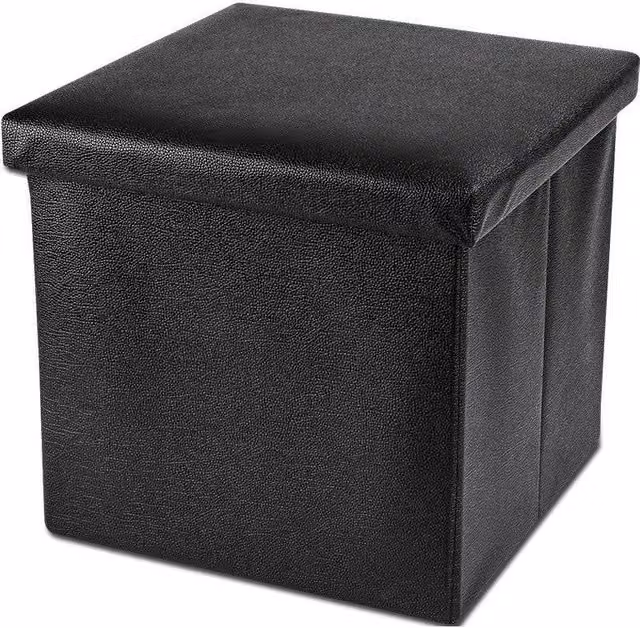 Arpan Deluxe Foldaway Ottoman Storage Box and Padded Stool Seat in Black, W/D/H: 36 x 36 x 36 cm – 1