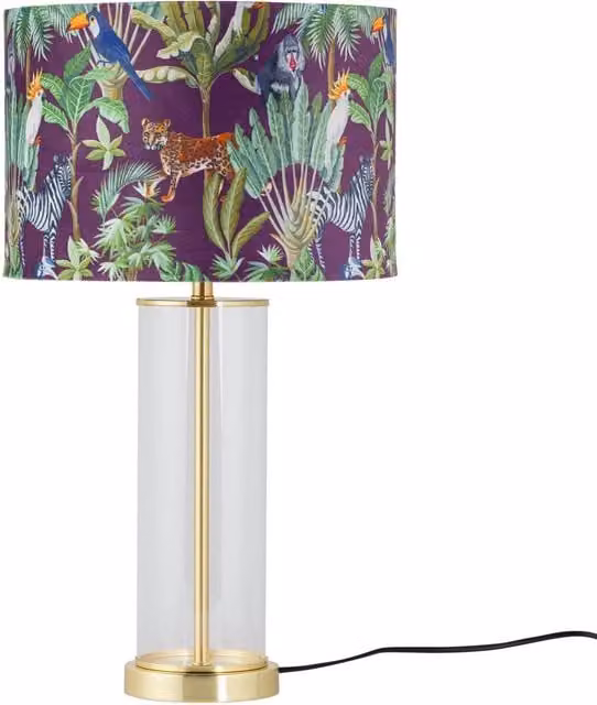 First Choice Lighting Aura Table Lamp in Gold and Brass with Fabric Shade