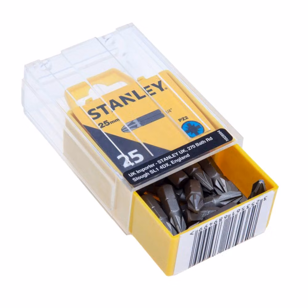 Stanley Silver Steel Pozi Screwdriver Bit Pack of 25 – 2