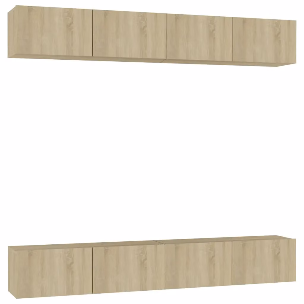 Berkfield Home Set of 4 Modern TV Cabinets in Sonoma Oak, W/D/H: 100 x 30 x 30 cm – 2