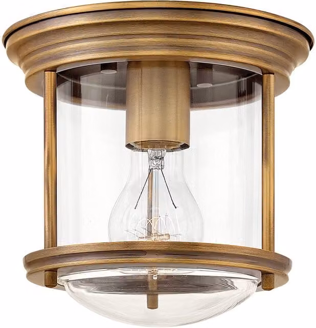 Hinkley Hadrian 1 Light Flush Mount Ceiling Light in Brushed Bronze and Brown with Glass, IP44 Rated – 1