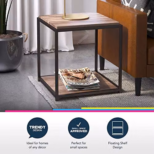 DHP Furniture Quincy End and Side Table, Brown, W: 49 cm, D: 48 cm, H: 55 cm – 6