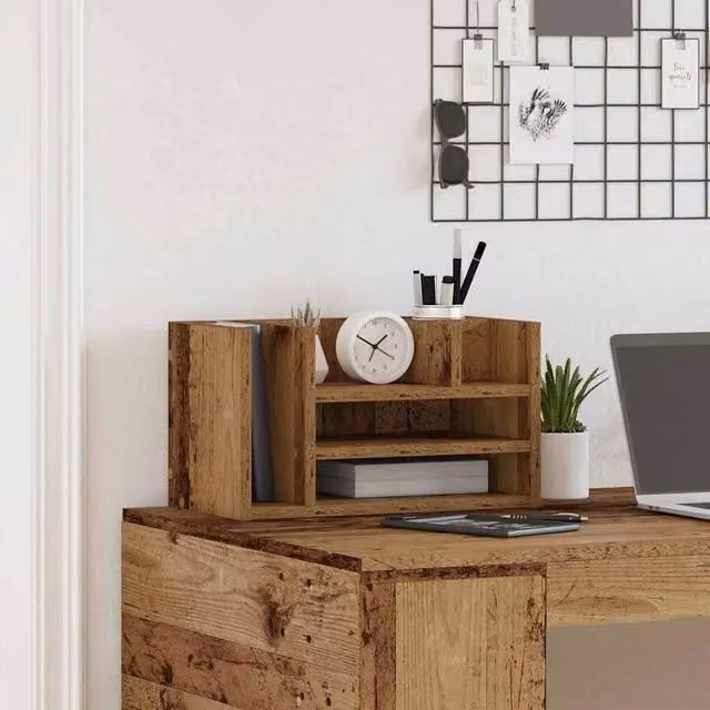 EONLION Desk Organiser in Brown Old Wood, Width: 100 cm – 1