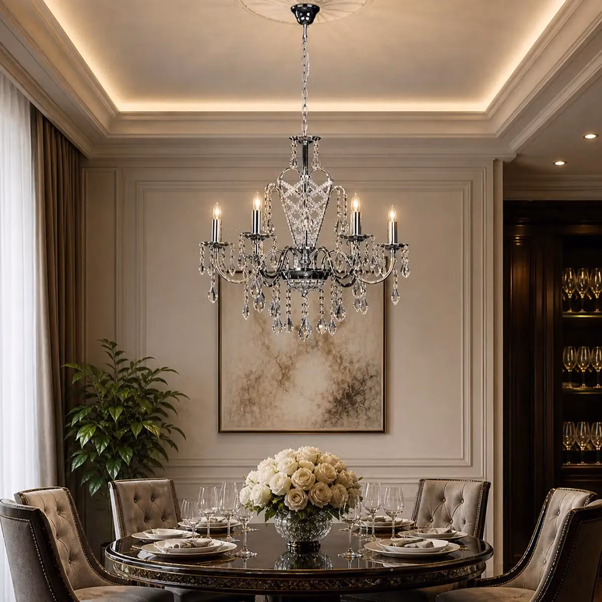 Orsina Carrington Silver and Chrome Crystal Ceiling Chandelier – 3