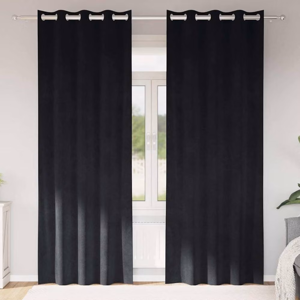 Berkfield Home Modern Blackout Velvet Curtains with Eyelets, 2 Pack, Black – 2