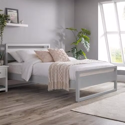 Julian Bowen Venice Minimalist Bed in Grey, W/D/H: 140 x 200 cm