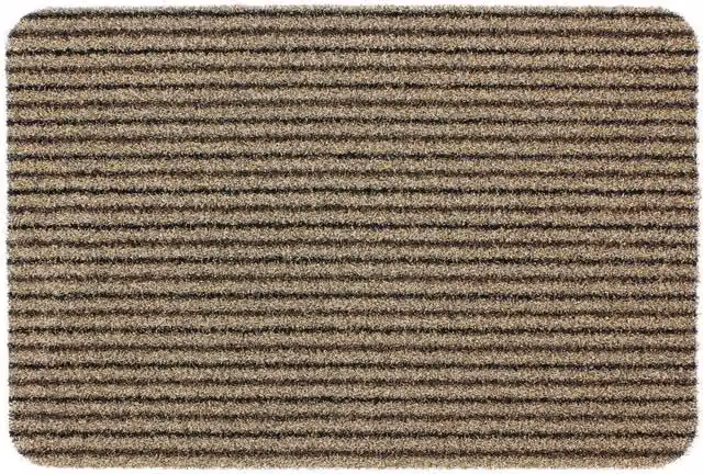 JVL Infinity Striped Entrance Door Mat, Beige, W: 50 cm, D: 75 cm