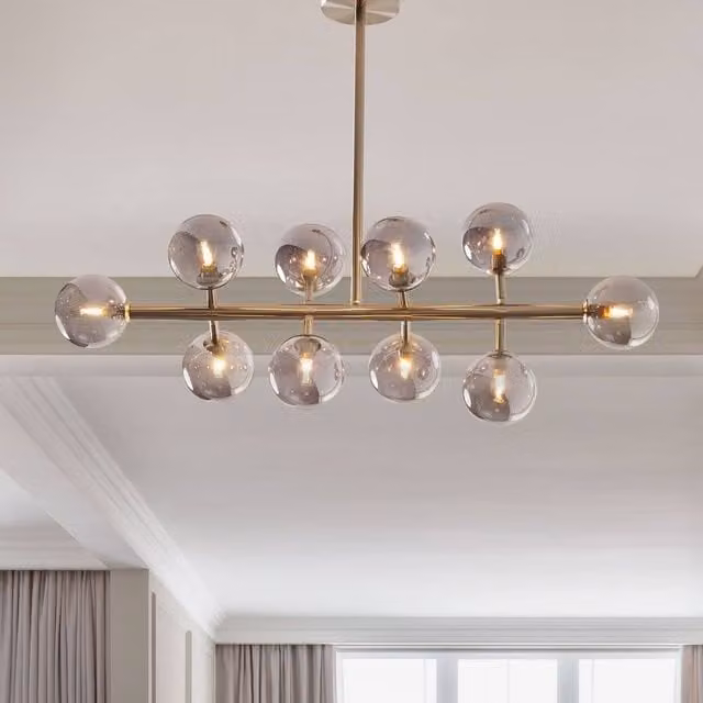 Wyld and Coco 10-Light Modern Silver and Transparent Glass Pendant Lamp