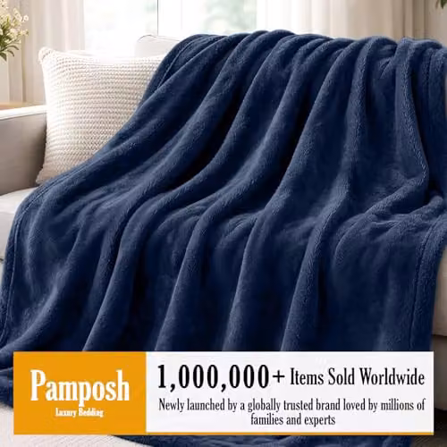 Pamposh Blue Flannel Fleece Throw Blanket, W/D/H: 130 x 150 cm – 2