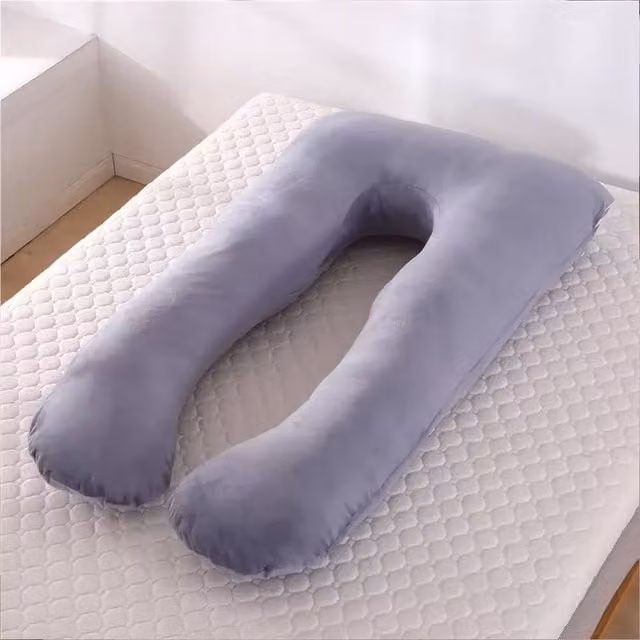 Ventryn U Shaped Maternity Pregnancy Pillow with Removable Cover in Grey