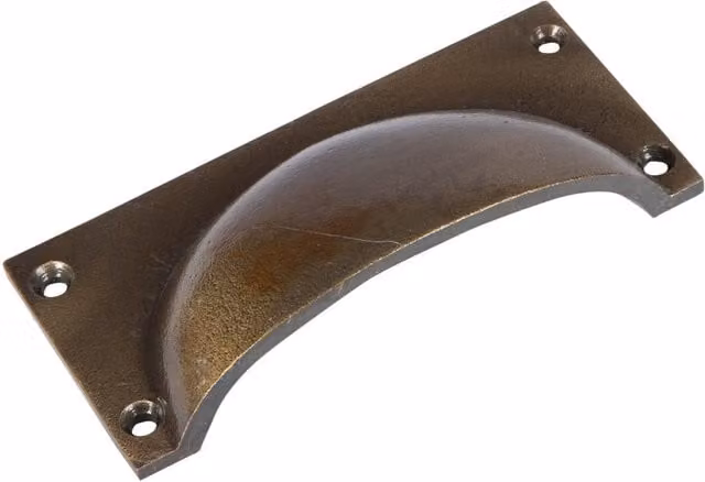 Hammer and Tongs Gold Rectangular Cabinet Drawer Pull in Brass and Iron, W: 10.5 cm, H: 5 cm – 1
