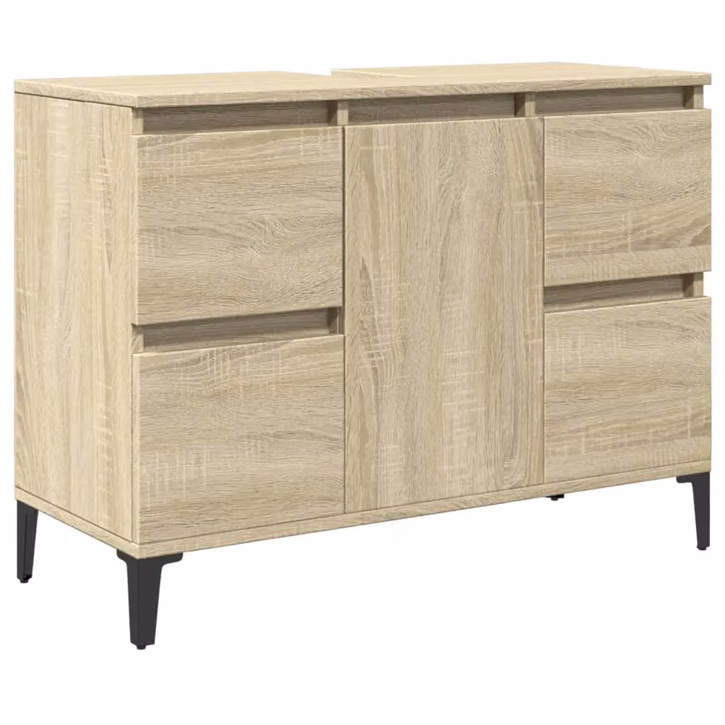 Berkfield Home Sonoma Oak Sink Cabinet in Brown, W/D/H: 80 x 33 x 60 cm – 2