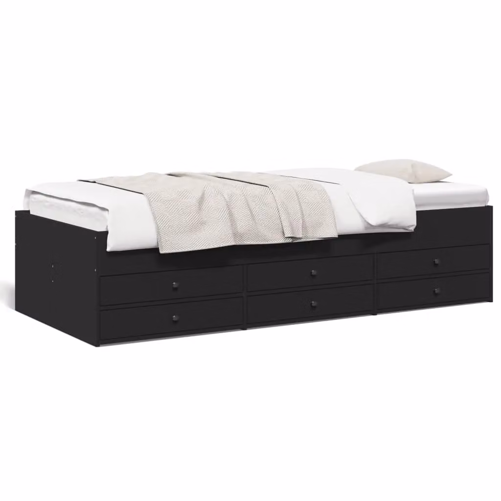 Berkfield Home Small Single Daybed with Drawers, Black, W: 75 cm, L: 190 cm – 2