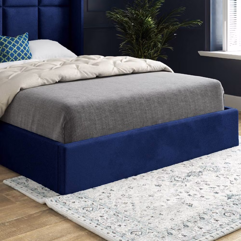 Casani Riversdale Upholstered Velvet Designer Bed Frame in Blue, Super King, W/D/H: 200 x 137 x 189 cm – 5