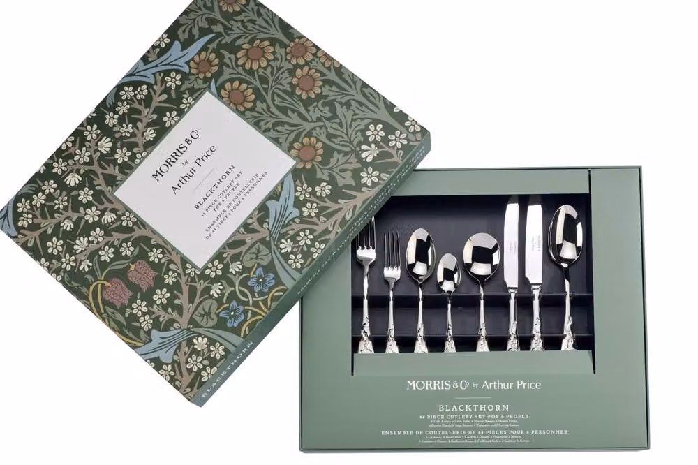 Arthur Price Morris & Co. Blackthorn 44 Piece 6 Person Polished Silver Stainless Steel Cutlery Set with Case – 5