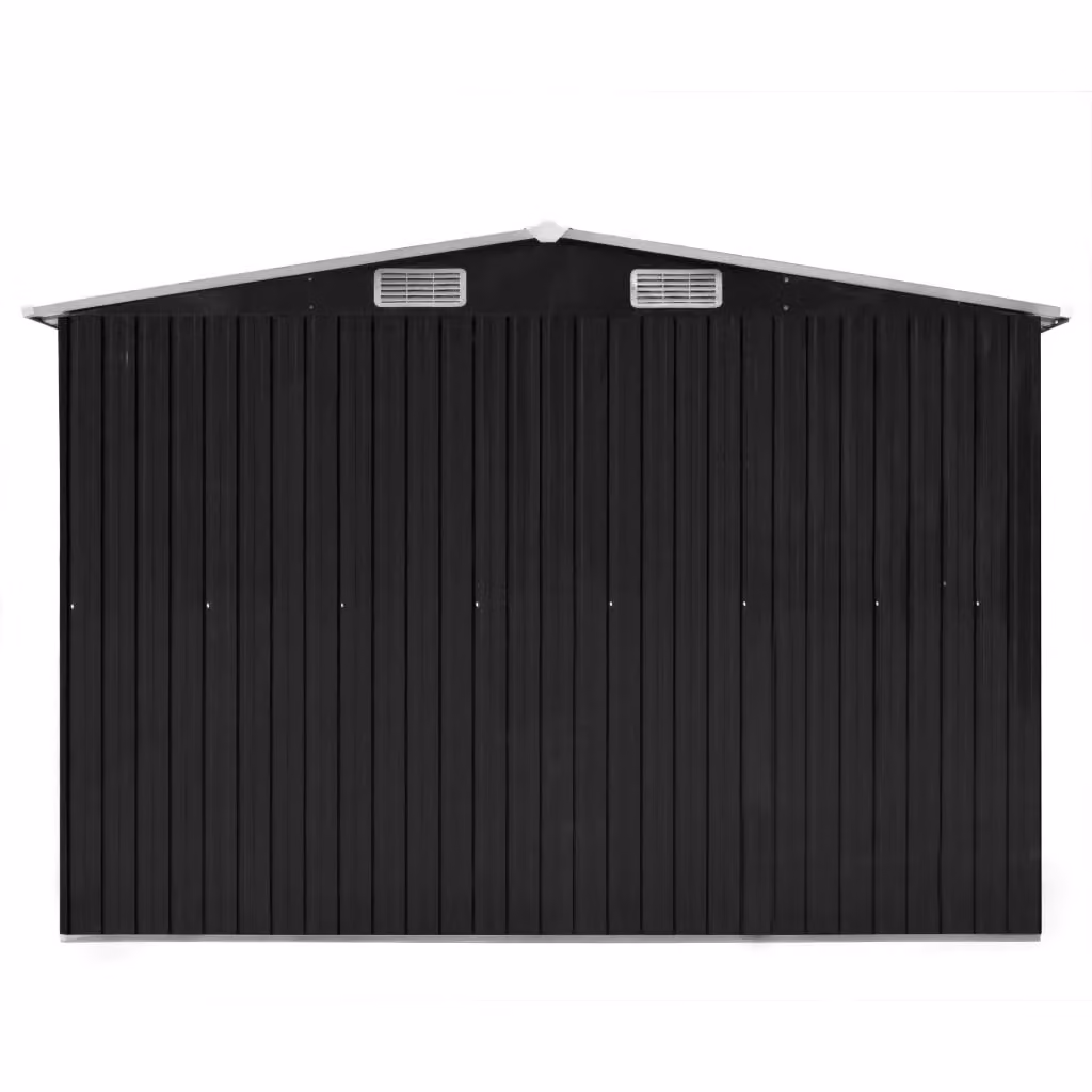 Berkfield Home Metal Garden Shed in Anthracite Black with Sliding Doors and Side Vent, W/D/H: 489 x 257 x 181 cm – 3