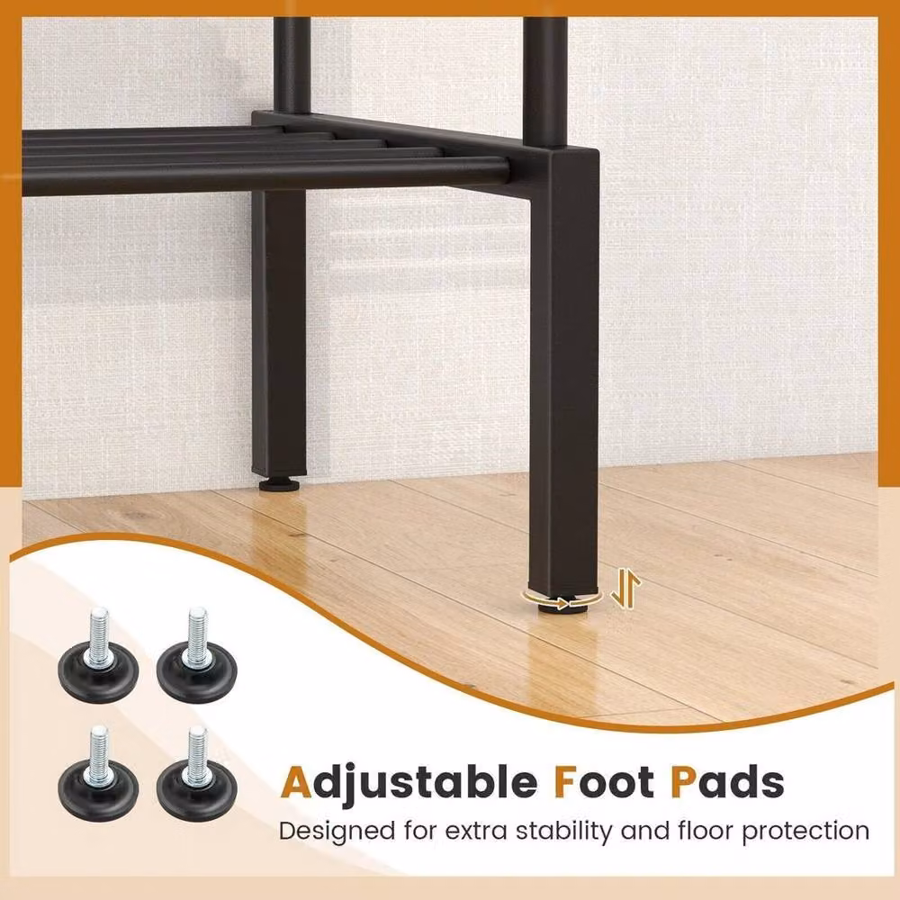 KORVIXA Height Adjustable Metal Clothes Rail in Matt Black, W/D/H: 50 x 50 x 107 cm – 4