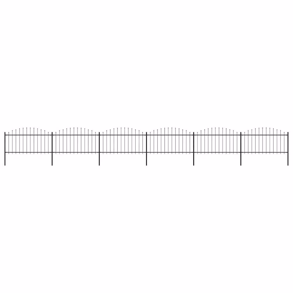 Berkfield Home Durable Steel Spear Top Garden Fence, Black, Length: 10.2 m, Height: 1.5 m