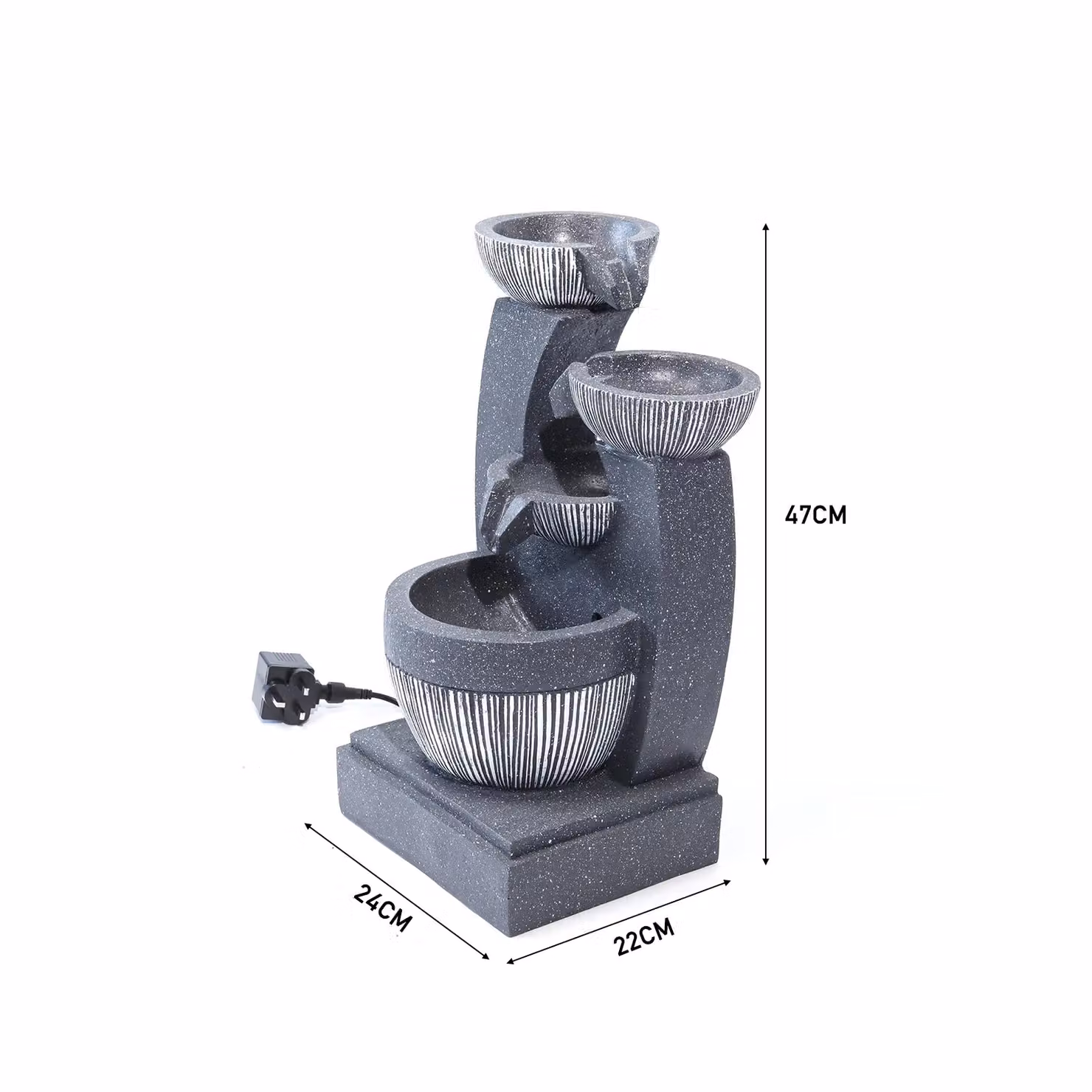Garden Sanctuary Natural Grey Freestanding Electric Outdoor Garden Fountain, W/D/H: 47 x 24 x 22 cm – 3