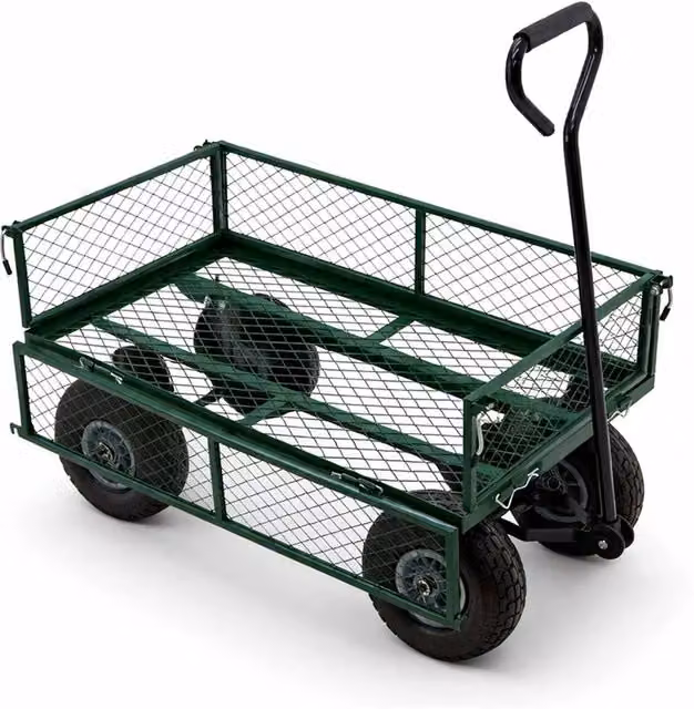 Nordara Heavy Duty Metal Garden Cart Trolley in Dark Green