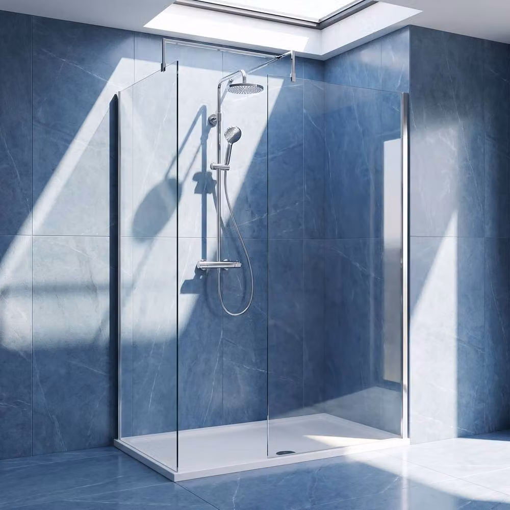 Balterley Chrome Walk-In Wetroom Shower Bundle with Rectangular Glass Tray in Silver, W: 1400 mm, D: 700 mm – 3