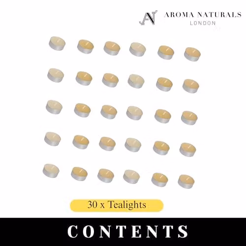 Aroma Naturals Vanilla Cream Scented Tealight Candles, Multicolour, Pack of 30, H: 1.45 cm, D: 3.77 cm – 2