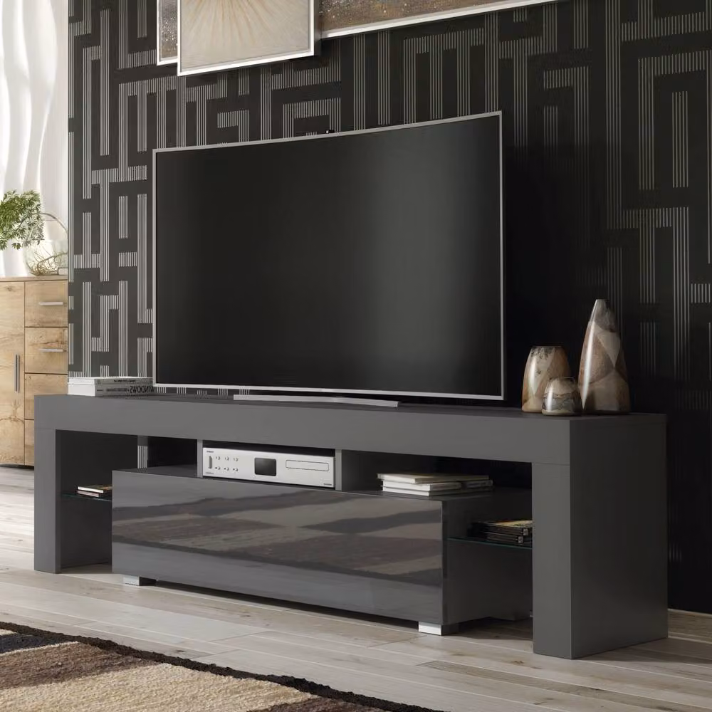 Creative Furniture Modern Glossy TV Unit in Grey, W: 160 cm, H: 45 cm, D: 35 cm – 5