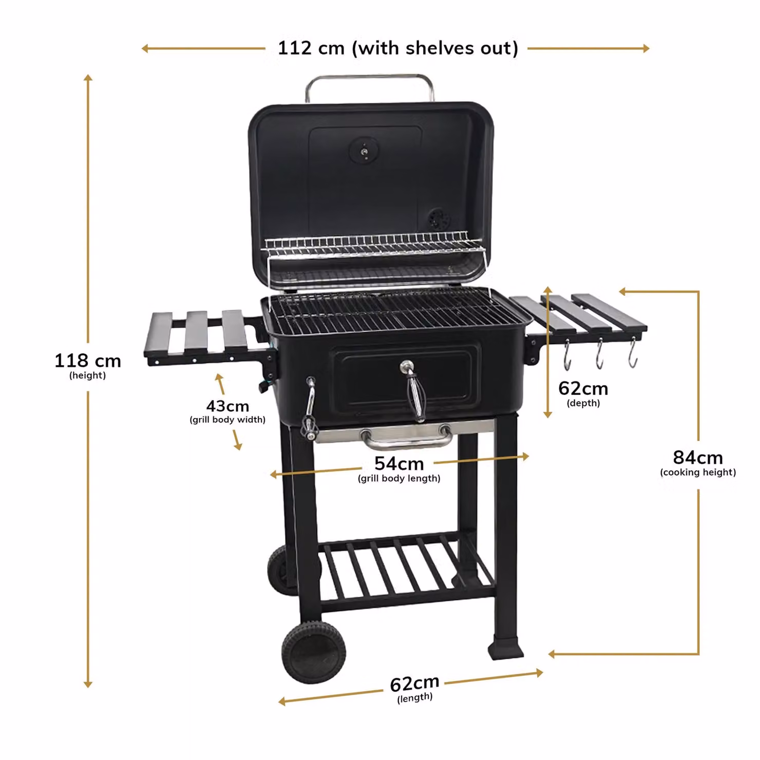 House of Home BBQ Smoker Grill Thermometer with Adjustable Black Steel Charcoal Pan – 2