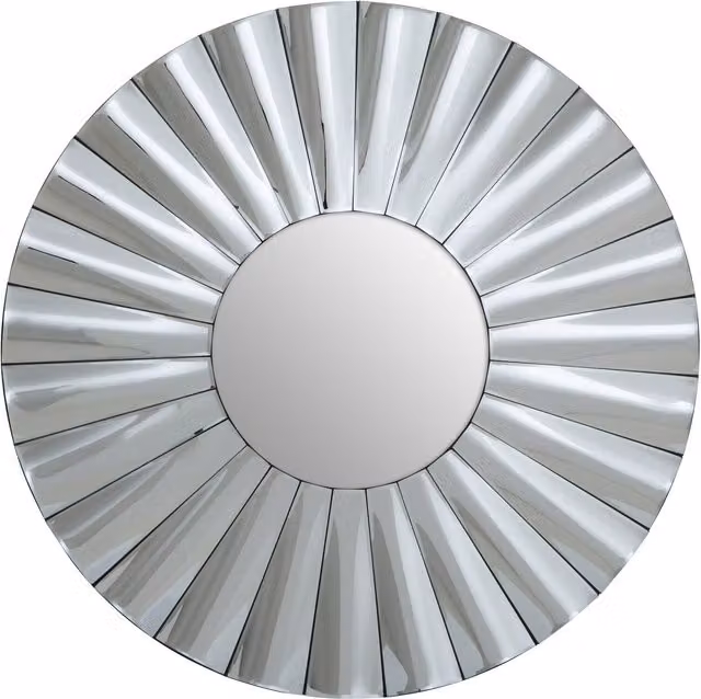 Orsina Contemporary Round Silver Wall Mirror with Floral Design – 1