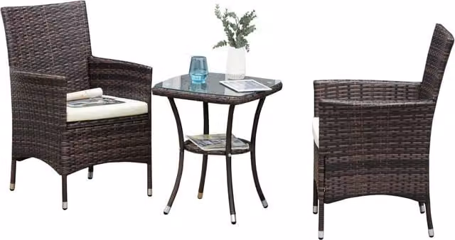 Outsunny Classic Rattan Bistro Set in Brown