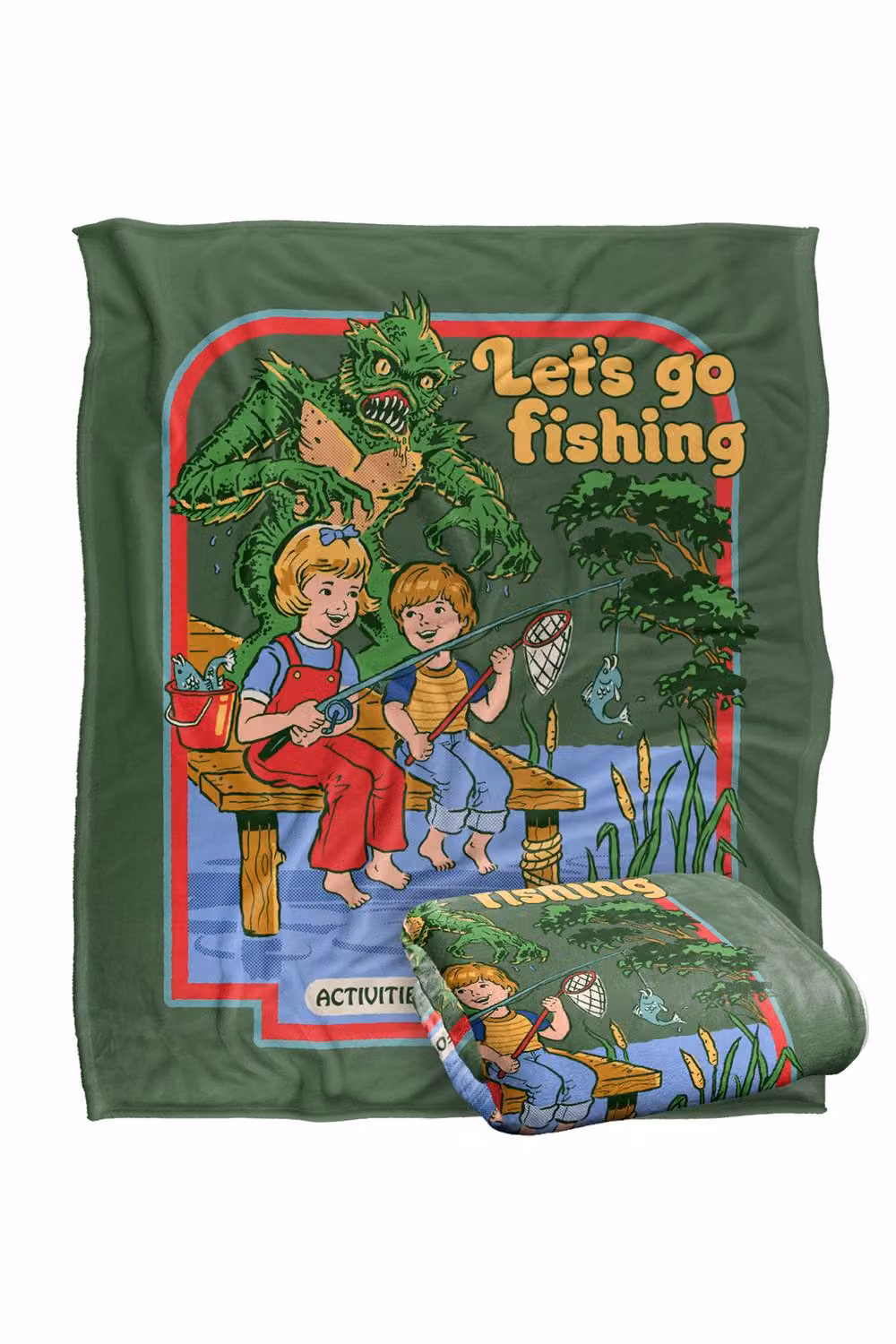 Steven Rhodes Let's Go Fishing Super Soft Fleece Throw Blanket, Multicolour, W/D/H: 152 x 127 cm – 2