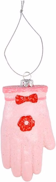VFM e-Store Pink Glitter Glove Hanging Christmas Tree Ornament, W/D/H: 12.5 x 6 x 2.5 cm – 1