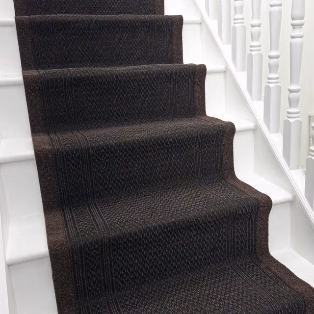 runrug Aztec Stair Runner Carpet, Non-Slip, Dark Brown, W: 66 cm, L: 450 cm