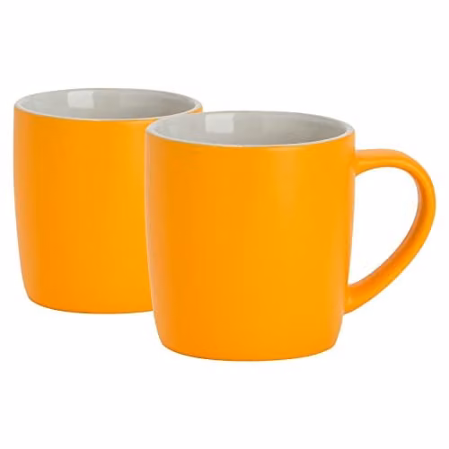 Argon Tableware Matte Yellow Stoneware Coffee Mugs, 350ml, Pack of 2 – 1